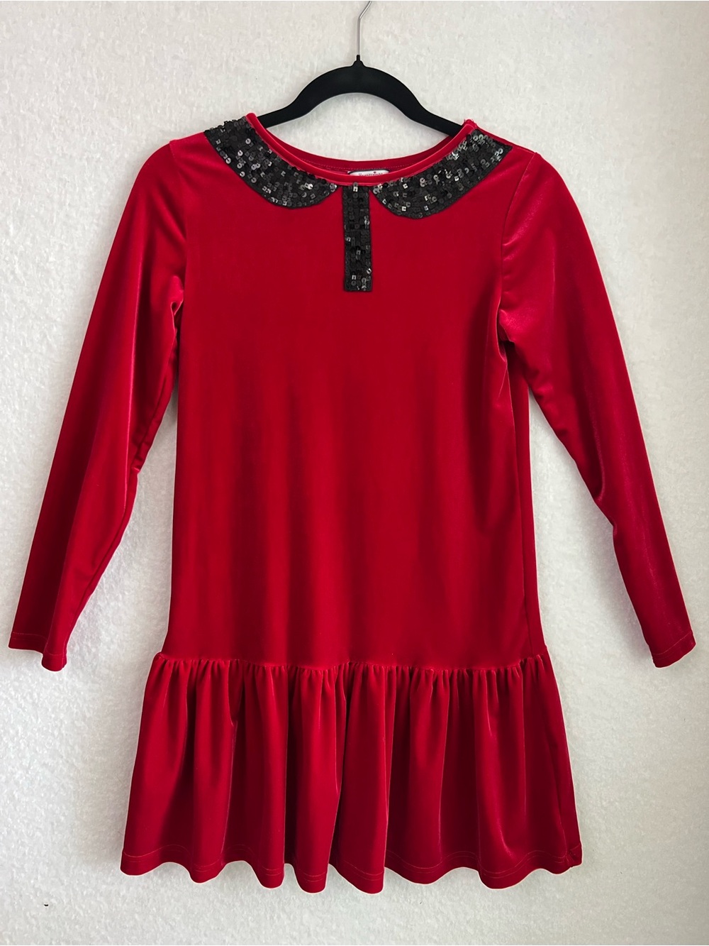 Heartstrings Girls Red Dress with Sequin Collar. Great for holiday pics!